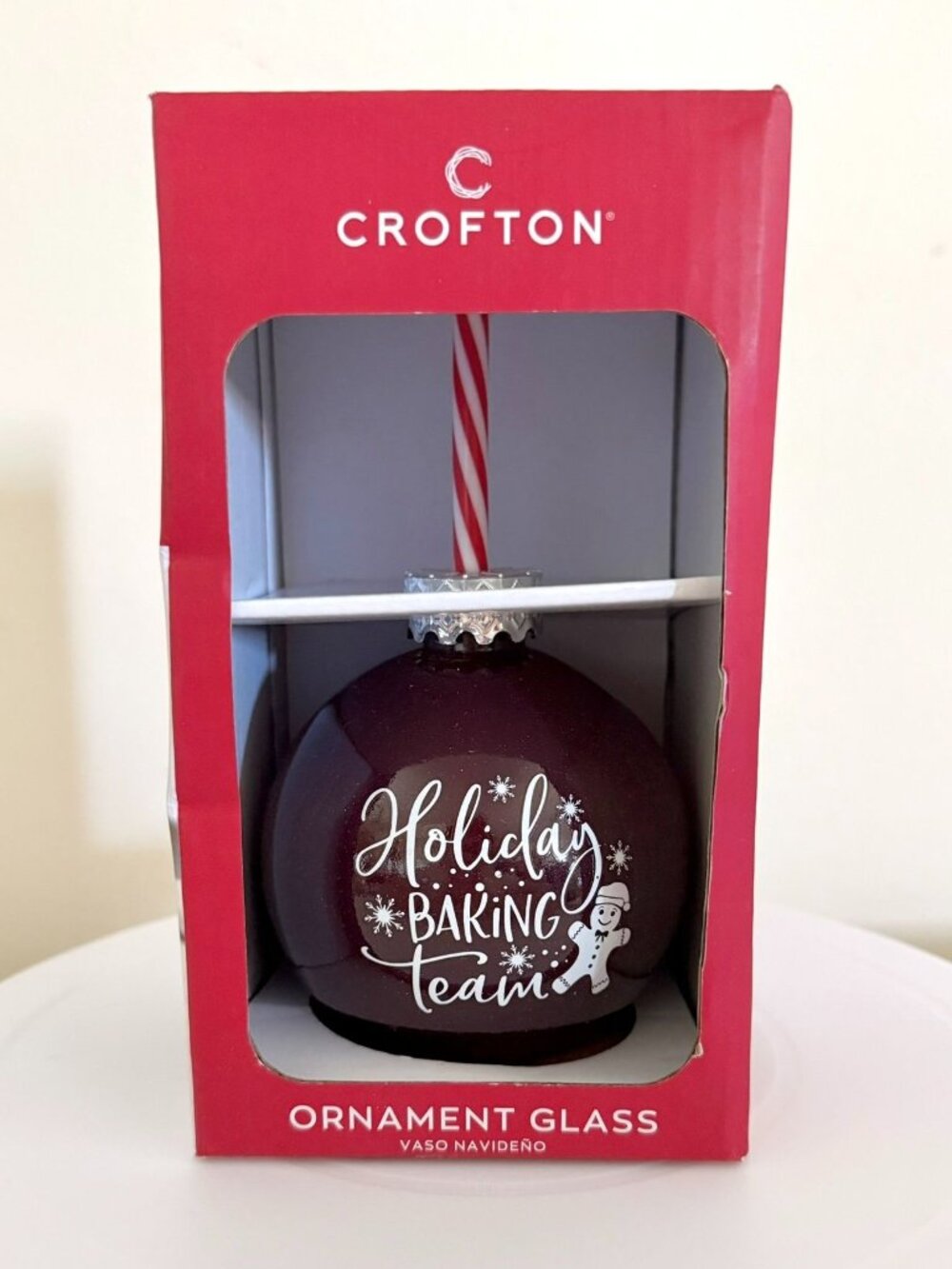 Crofton Holiday Baking Team Ornament Glass 13.2 oz Straw Christmas 2024